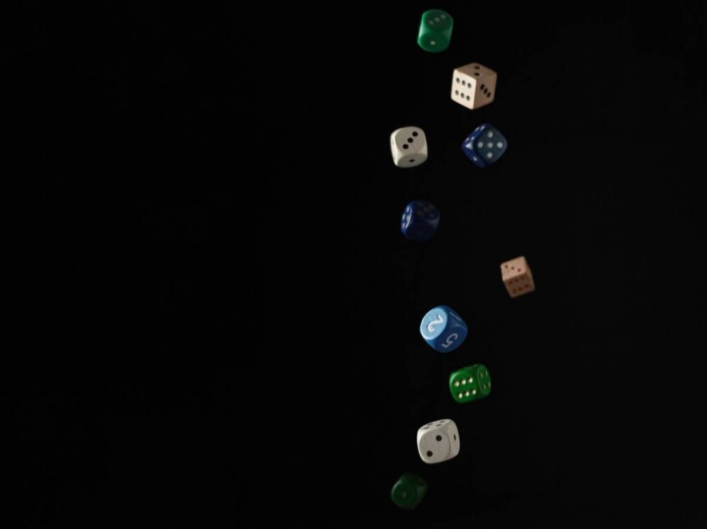 Some dice falling.